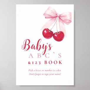 Poster Panneau de livre ABC Bébé Arc-en-ciel Rose Cerise