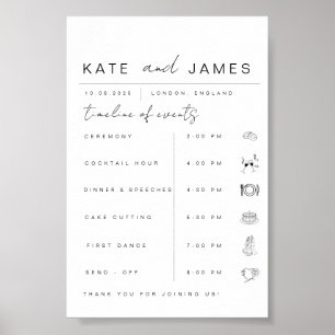 Poster Panneau de l'ordre du jour du mariage moderne
