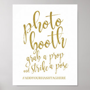 Poster Panneau de Mariage 8x10 Photo Booth Paillettes Dor