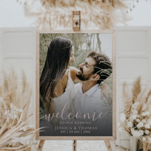 Poster Panneau de mariage à calligraphie moderne en or ro