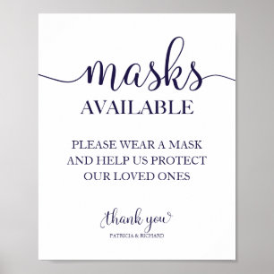 Poster Panneau de mariage à calligraphie simple Masques D