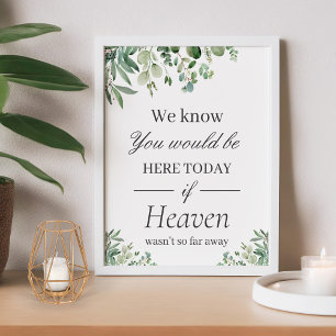 Poster Panneau de mariage à la mémoire des feuilles d'euc