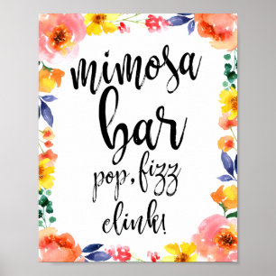 Poster Panneau de mariage à l'aquarelle florale Mimosa Ba