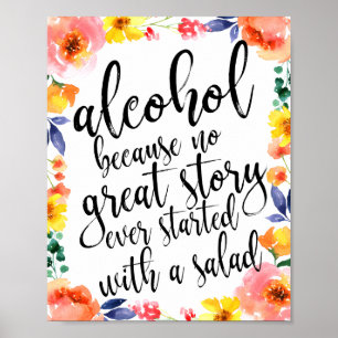 Poster Panneau de mariage à l'aquarelle florale pour l'al