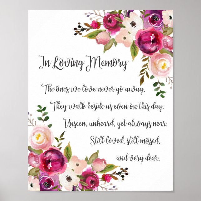 Poster Panneau de mariage à l'eau-fleur florale aquarelle (Devant)