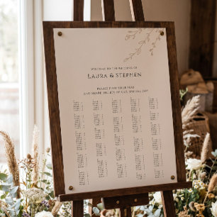 Poster Panneau de mariage alphabétique botanique rustique