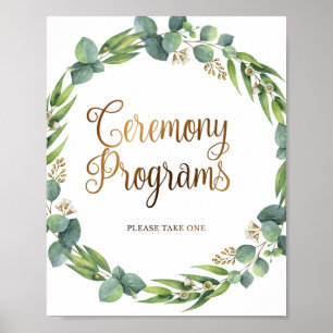 Poster Panneau de mariage au eucalyptus pour programmes d