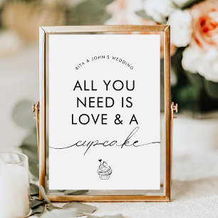 Poster Panneau de mariage avec gâteau cupcake moderne min