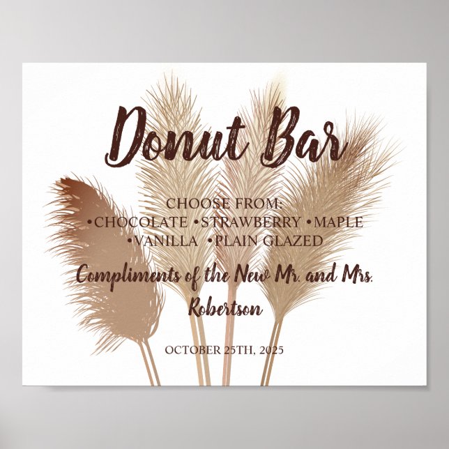 Poster Panneau de mariage Baby Shower Bar à beignets à l' (Devant)