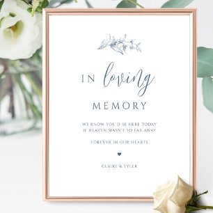 Poster Panneau de mariage bleu élégant en souvenir affect