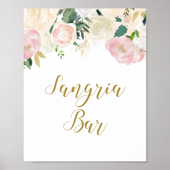 Poster Panneau de Mariage Blush Rose et Or (Devant)