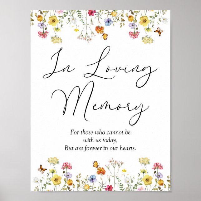 Poster Panneau de mariage Bohème Fleur Sauvage En Mémoire (Devant)