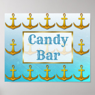 Poster Panneau de mariage Candy Bar Océanique Bleu Aqua e