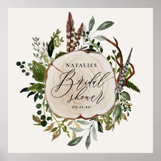 Poster Panneau de mariage champêtre botanique pour fête p (Devant)