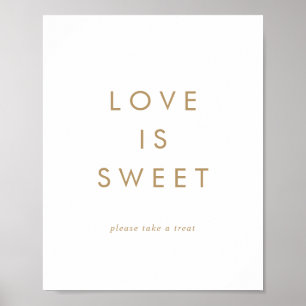 Poster Panneau de mariage Chic Typographie Or Love Is Swe