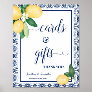 Poster Panneau de mariage Citrons Méditerranéen Cartes &