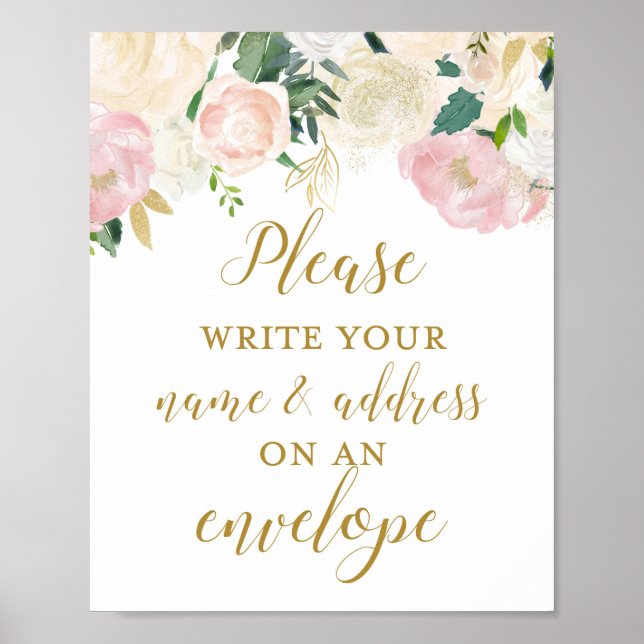 Poster Panneau de Mariage Civil Rose Pâle et Or (Devant)