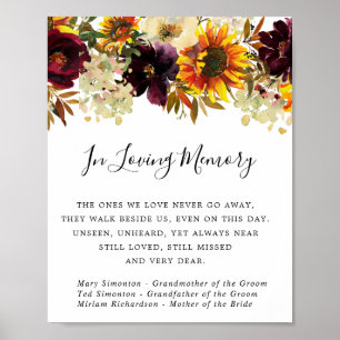 Poster Panneau de mariage commémoratif au tournesol jaune