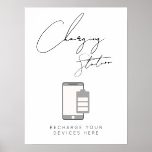 Poster panneau de mariage de la borne de recharge noir et