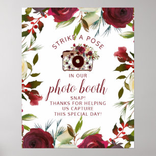Poster Panneau de mariage de la cabine photo d'hiver de M