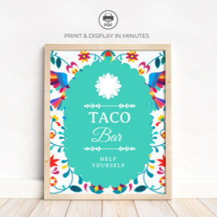 Poster Panneau de Mariage de la Fiesta Mexicaine Taco Bar