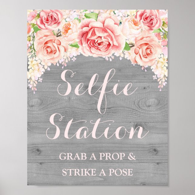Poster Panneau de mariage de la station de selfie Bois aq (Devant)