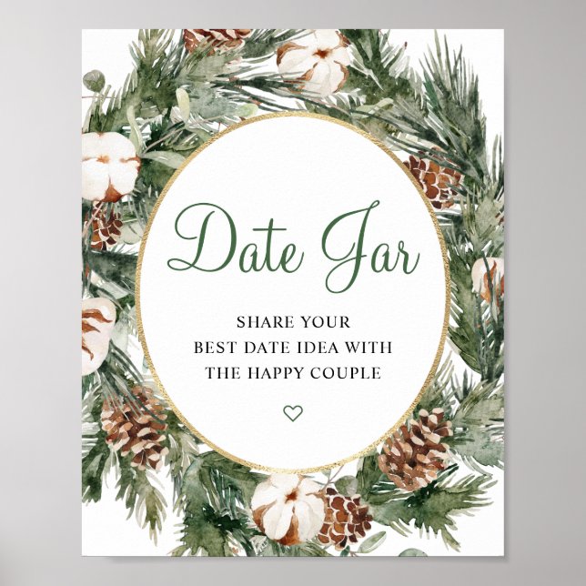 Poster Panneau de mariage de Noces de pin d'hiver (Devant)