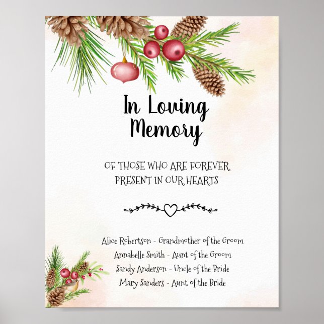 Poster Panneau de mariage de Noël en souvenir (Devant)