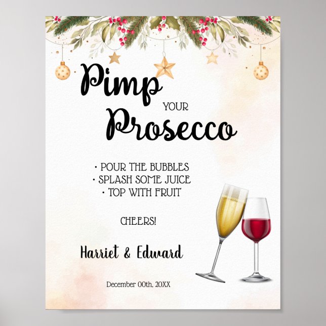 Poster Panneau de mariage de Noël Pimp your Prosecco (Devant)