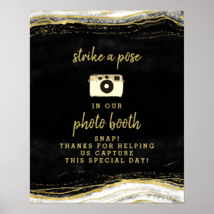 Poster Panneau de mariage de photomaton géode noir blanc 