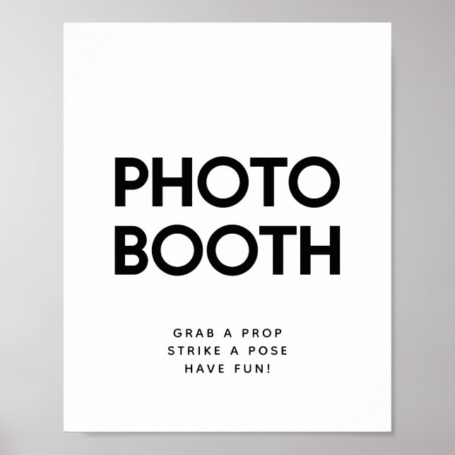 Poster Panneau de mariage de photomaton noir et blanc min (Devant)