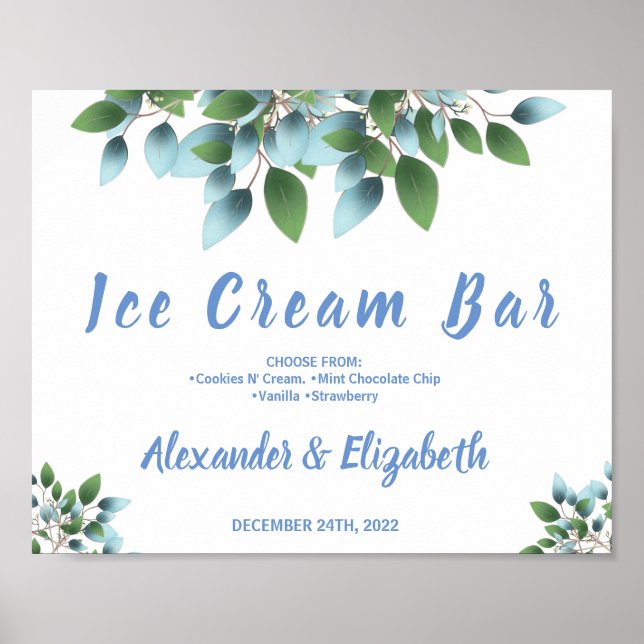 Poster Panneau de mariage de salle de bain de glace eucal (Devant)