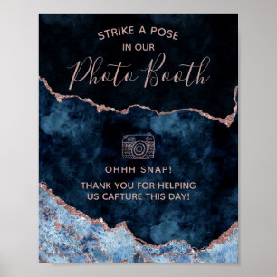 Poster Panneau de mariage de stand photo d'agate de rose 