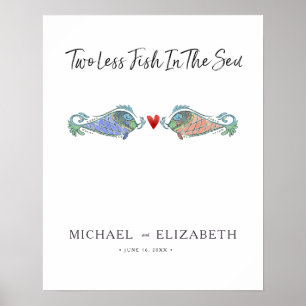 Poster Panneau de mariage Deux poissons de moins dans la