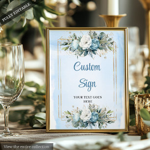 Poster Panneau de mariage DIY Cadre doré Eucalyptus Bleu 