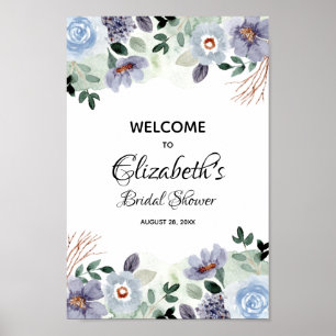 Poster Panneau de mariage élégant à l'aquarelle florale