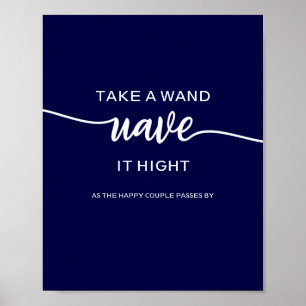Poster Panneau de mariage élégant bleu marine 'Prenez une