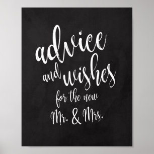 Poster Panneau de mariage en ardoise 8x10 Conseils et Vœu