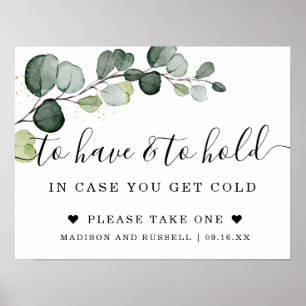 Poster Panneau de mariage Eucalyptus Gold To Have and To