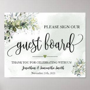 Poster Panneau de mariage eucalyptus succulent pour que l