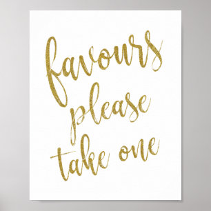 Poster Panneau de Mariage 'Faveurs, veuillez en prendre u