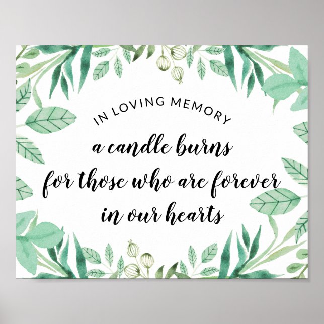 Poster Panneau de mariage Feuillage frais Menthe En souve (Devant)