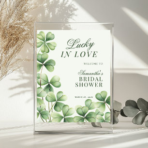 Poster Panneau de Mariage Fleur de Trèfle Vert Lucky in L