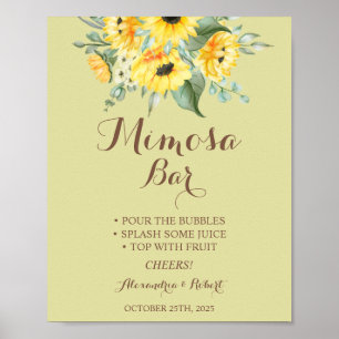 Poster Panneau de mariage Fleurs de tournesol de la barre