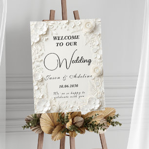 Poster Panneau de mariage floral élégant moderne en relie