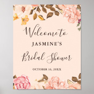 Poster Panneau de Mariage Floral Victoria Blush pour une