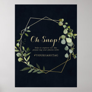 Poster Panneau de mariage géométrique or bleu vert Oh Sna