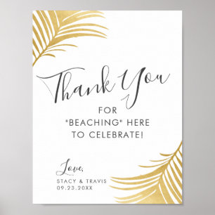 Poster Panneau de mariage Golden Palms Merci Beach