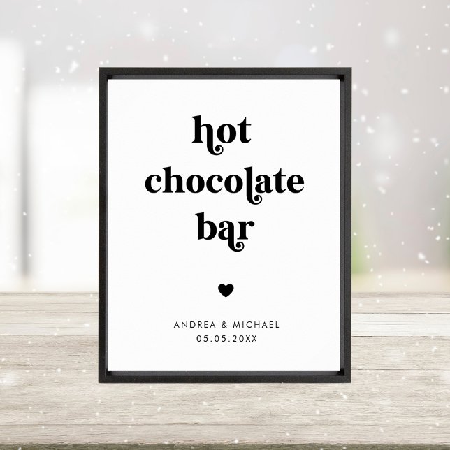 Poster Panneau de mariage hivernal Retro Script Hot Choco (Créateur téléchargé)