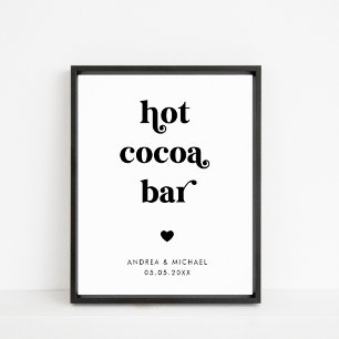 Poster Panneau de mariage hivernal rétro Script Hot Cocoa